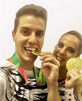 Vicente Lli y Sara Moreno celebran su triunfo: @rfegimnasia.