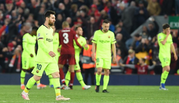 La decepción de Messi y sus compañeros tras caer eliminados en Champions ante el Liverpool: EFE.