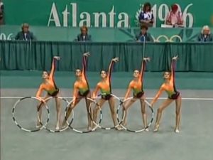 El conjunto español en Atlanta 96 con el ejercicio de cinco aros: RTVE.
