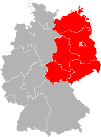 La República Democrática Alemana señalada en rojo: Esacademic.com.