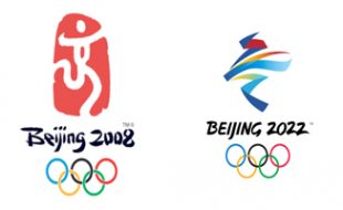 Logos de Pekín 2008 y Pekín 2022 respectivamente.