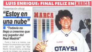 Luis Enrique cuando fichó por el Real Madrid: Marca.