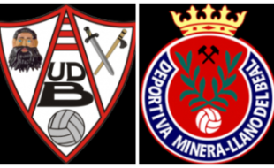 Escudos de UD Barbastro y Deportiva Minera.