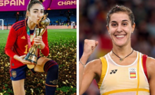Olga Carmona (Instagram) y Carolina Marín (Ayuntamiento de Huelva).