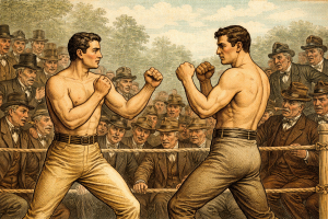 Ilustración victoriana de un combate de boxeo: ChatGPT.