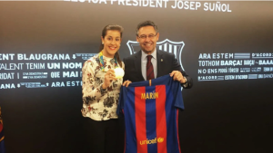 Bartoméu invitó a Carolina Marín al Camp Nou en 2016 tras proclamarse campeona olímpica en Río: Facebook.