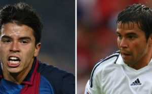 Javier Saviola con ambas camisetas: As.